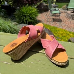 Pink wedge UGG sandals